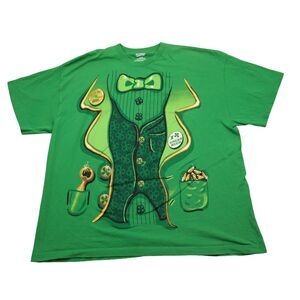 St Patricks Shirt Mens 2XL Green Short Sleeve Kiss Me Im Irish Pullover Tee